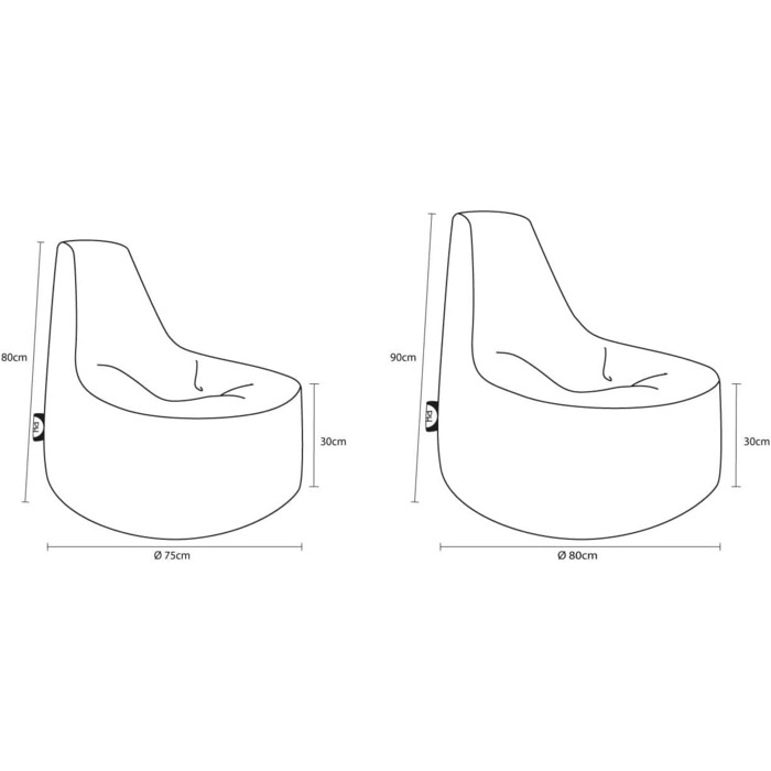 Геймерське крісло з набором мішків Cube Bean Bag Ø75 см, висота сидіння 30 см, висота 80 см сірий куб 35 x 35 см