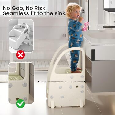 Дитячий ходунок-стілець Hoopyosms Tritthocker з ручкою, безпечний та стійкий, 2/3 сходинки для ванної, кухні та туалету (зелений)