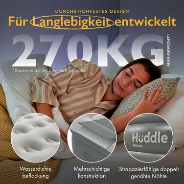 Надувне ліжко Huddle Lite з інтегрованим насосом – зручна повітряна матрац для кемпінгу, гостей та запасних кімнат (одинарне, двоспальне, king-size)