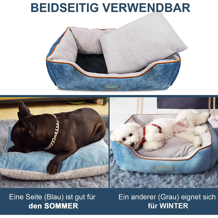 Підстилка для собак Docatgo з розкладається подушкою, 80 х 60 х 26 см, придатна для машинного прання, для собак середнього і великого розміру (60*50*18 )