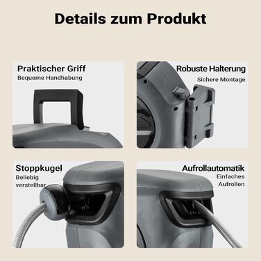 XPOtool Шланг-катушка на стіну з автозмотуванням та 15м водяного шлангу для поливу саду