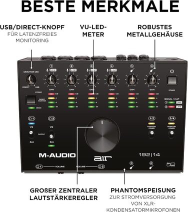 M-Audio Air 192|6: USB аудіоінтерфейс для запису в студійній якості з 2 XLR/Line входами + ПО
