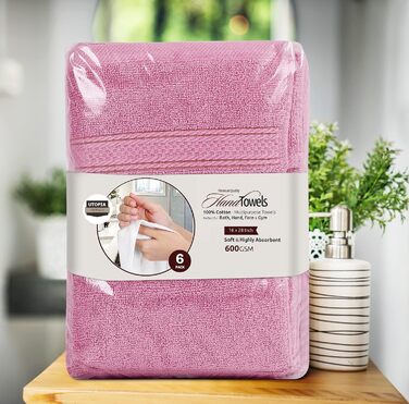 Набір рушників Utopia Towels Premium, 100 бавовна, 600 г/м, 40,6x71,1 см, рожевий, 6 шт.