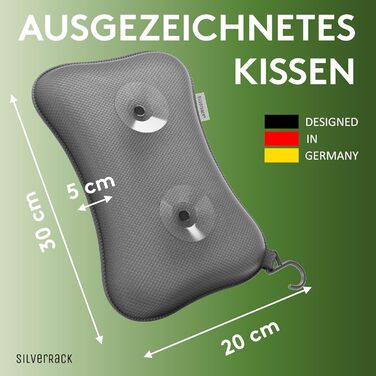 Подушка для ванни преміум-класу сірого кольору з присосками - зручна підтримка шиї та голови для ванни, джакузі та спа - аксесуар для ванної кімнати
