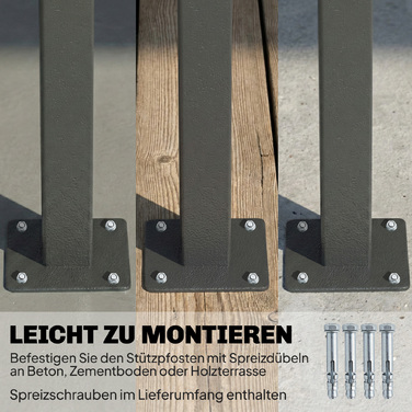 Висувна маркіза з боковими шторами, захист від сонця та вітру для тераси, водонепроникна, UV 50+, 420 x 185 см, темно-сірий колір
