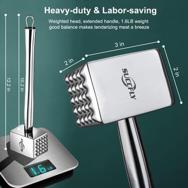 М'ясорубка Fleischklopfer зі сталі: міцний молоток для кухні, м'ясорубка, молоток для м'яса, інструмент (0.7 кг)