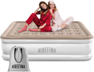 Надувна матрац Airefina з інтегрованим насосом, преміум-якість, для гостей, кемпінгу та дому, 203x152x40 см, на 2 особи