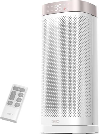 Електричний обігрівач Dreo 16 дюймів з термостатом, 70° обертання, дистанційне керування, захист від перекидання та перегріву, тихий керамічний вентилятор для дому