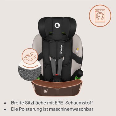 Автокрісло Lionelo Billy i-Size 76-150 см (15 міс - 12 років), ISOFIX, Top Tether, R129, бежеве