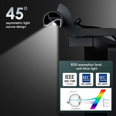 Quntis Лампа для монітора з підсвічуванням 42,5 см, RGB, з пультом дистанційного керування, регулювання яскравості та колірної температури, для офісу та дому