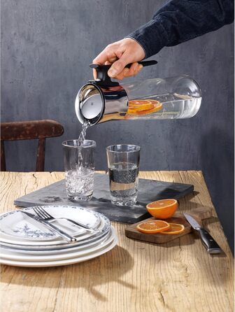 Скляна карафа WMF Basic з кришкою, 1,5 л - скляна посуда для води з нержавіючої сталі