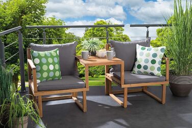 Садовий набір меблів Greemotion Dijon з акації FSC 100% - стіл та 2 стільці з подушками для балкона/саду