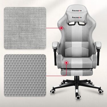 Ігрове крісло Huzaro Force 4.7 Grau Mesh - крісло для офісу та ігор до 140 кг з підніжкою та підтримкою спини