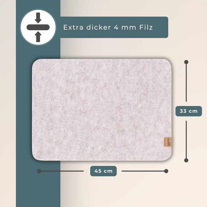 Набір килимків на стіл Kontor28® з фетру (4 шт., бежевий) | З переробленого rPET-фетру, миючі, стійкі до подряпин та тепла | Made in Germany