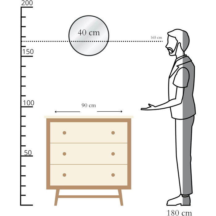 Круглий настінний дзеркало GOLD&CHROME: великий, 50x50 см, з гарантією 2 роки. Ідеально для ванної кімнати та макіяжу. Алюмінієвий, декоративний, великий дзеркало для ванної кімнати.