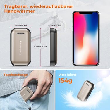 Електричний гріє для рук Fitabok 2 шт. – 6000mAh, магнітний, USB-C, 3 рівні нагріву до 55°C, для активного відпочинку, кемпінгу, гольфу, синдром Рейно