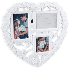 Колаж для фоторамки Relaxdays XL серце, білий, 10x10/10x15, весільний, пари