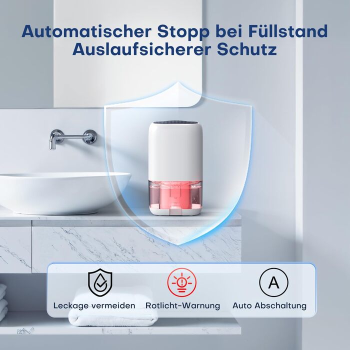 Електричний осушувач повітря 1000 мл з LED-підсвіткою, компактний, тихий та ефективний для дому, ідеальний для ванної кімнати та шафи