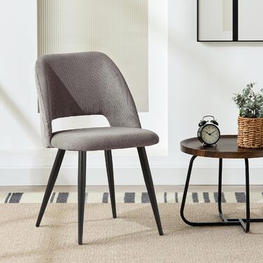 Набір обідніх стільців, кухонний стілець з тканини Cord, м'які стільці для обідньої кімнати, кухні, вітальні та спальні (Коричневий, 6)