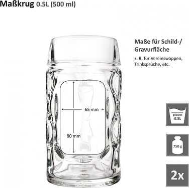 Набір пивних кружок Van Well 12 шт, 0,5 л, скляні, для ресторану та бару