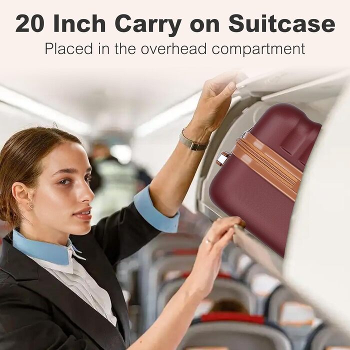 Чемодан-валіза KONO Mittelgroß (L) з ABS+PC, 4 колеса, TSA-замок (червоний/коричневий)