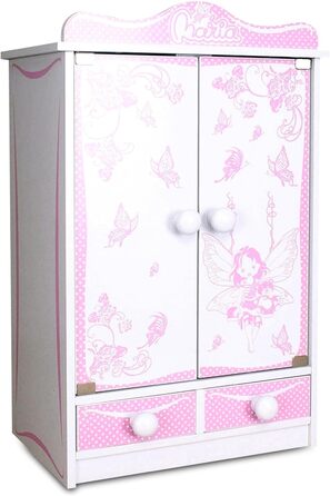 Дитячий шафа-стінка Habeig XXL з 2 дверцятами, 52 см, білий, для ляльок (Рожевий/Білий 822)