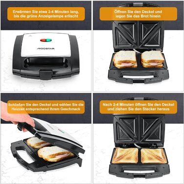 Бутербродниця, контактний гриль, вафельниця 3 в 1, 3 знімні, можна мити в посудомийній машині та сковорідки з антипригарним покриттям, трикутна бутербродниця 30JVU, 750 Вт (бутербродниця 800 Вт)