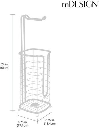 Тримач для туалетного паперу mDesign без свердління-окремо стоячий тримач для туалетного паперу для ванної кімнати - тримач для рулонів паперу з нержавіючої сталі з чотирма рулонами- (світло-сірий)