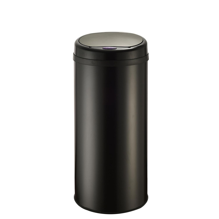 DIVID® Сенсорний сміттєвий бак для кухні 30, 40 та 50л | Електричний контейнер для сміття | Klemmring для пакетів | Датчик руху | Автоматичний закривний кришка | Захист від пролиття | Кухонний сміттєвий бак (Чорний, 50л)