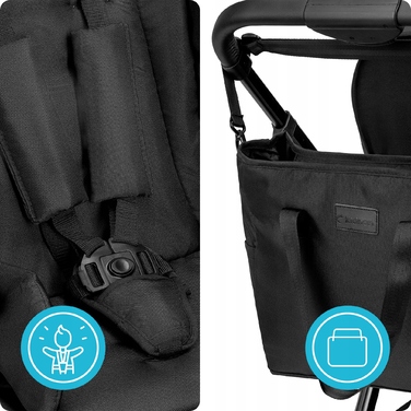 Дитячий прогулянковий візок Kidnort Älskar, чорний, алюмінієвий, до 22 кг, складаний