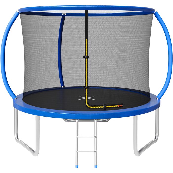 Батут JUMMICO вуличний Ø183/220/290/360 см з сіткою, захисним покриттям та комплектом для монтажу, круглий садовий батут для дітей 220 см синій