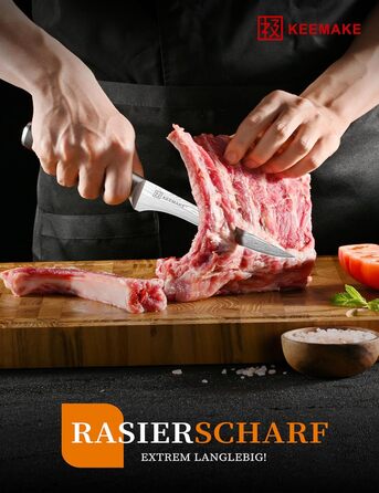 KEEMAKE Набір кухонних ножів: професійний ніж шеф-кухаря з захистом леза, універсальний ніж для м'яса, овочів та риби (15 см)
