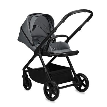 Дитяча коляска MoMi GISELLE 2 в 1 комбінована, сіра, з функцією візка, 5-точкова система безпеки, від народження до 22 кг, з корзиною для покупок, матрацом, дощовиком та пеленатором