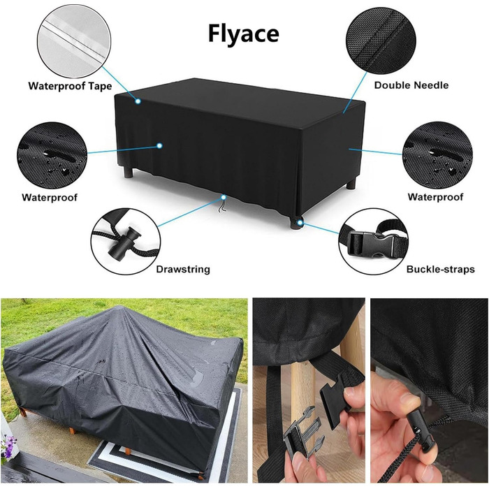 Водонепроникний захисний чохол для садово-патіо меблів, зимовий, 170x94x74 см