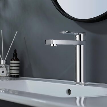 Змішувач для умивальника Decaura, хром, нержавіюча сталь, однорідний, висота виливу 250 мм, для накладних умивальників