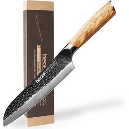Ніж кухарський Damast 20см Hecef, професійний ніж шеф-кухаря, японський ніж з 67 шарів дамаст сталі та ручкою з оливкового дерева