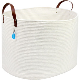 Кошик для дому Casaphoria з бавовняного шнура, XXL, для ковдр, рушників, подушок, бежево-коричневий (55,9 x 55,9 x 35,6 см)