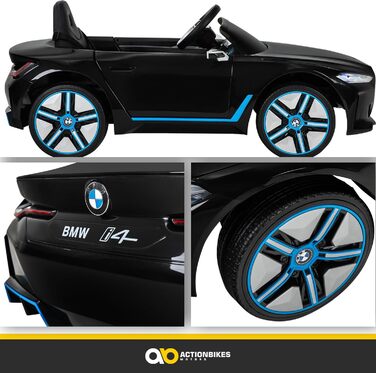 Дитячий електромобіль BMW i4, ліцензія, з пультом 2,4 ГГц, електроавто для дітей від 3 років, іграшкове авто, білий/чорний, Actionbikes Motors