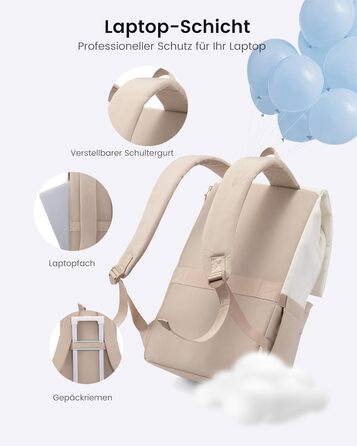 LOVEVOOK Рюкзак для ноутбука 17.3 дюйма, водонепроникний, для жінок та чоловіків, великий шкільний рюкзак, для підлітків, для роботи, навчання (15.6 дюйма, бежевий+хакі)