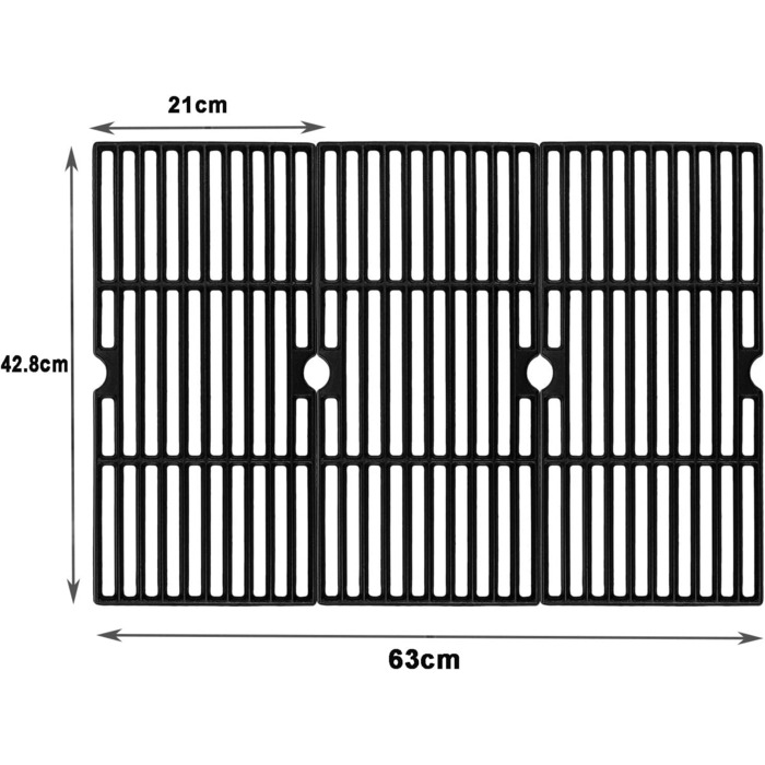 Чавунна решітка для гриля GFTIME 43 x 21 см, 3 шт.