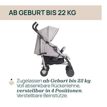 Дитяча коляска Chicco Echo, зелена, для дітей до 22 кг, регульована спинка, великий сидіння, бампер, знімний дощовик, гальма та поворотні колеса