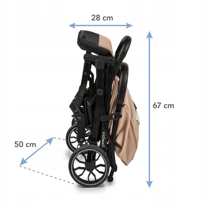 Компактна прогулянкова коляска Kidwell Colmer UP, бежева, легка, складана та маневрена