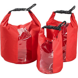 Набір мотоциклетних сумок QBag з 3 внутрішніх сумок/рулонів багажу - 15 літрів місця для зберігання, водонепроникний і легкий - з оглядовим вікном, легкий матеріал, червоний, комплект з 3 літрами, 5 літрами, 7 літрами