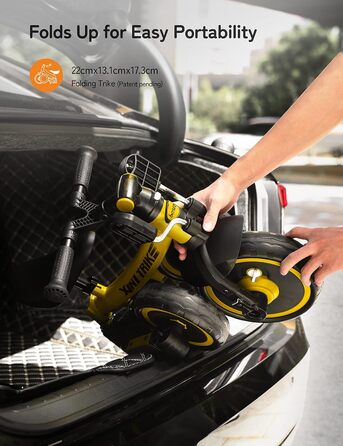 Бесрей 5-в-1 Дитячий Біговел, Триколісний Велосипед для Малюків 1-4 Років (Жовтий з Ручкою)