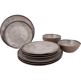 Набір посуду Bo-Camp Halo з меламіну для кемпінгу, подорожей та пікніків, колір тауп