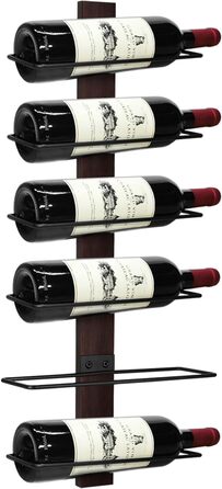Металева полиця для вина на стіну, чорна, на 6 пляшок