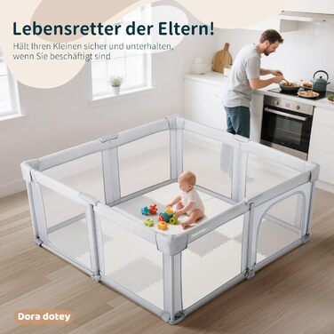 Дитячий манеж Laufotey, 150x150x68 см, сірий, з тканини Oxford, швидкозбірний