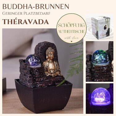 Декоративний фонтан Zen'Light Zimmerbrunnen: для дому, офісу, медитації, LED-підсвітка, H 18 см