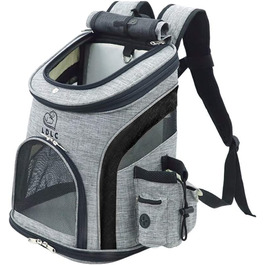 Рюкзак для домашніх тварин - для маленьких тварин - з пляшкою для води та чохлом - 3 сітчастих віконця - портативна сумка для подорожей (M, чорний)