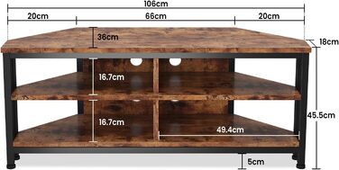 Тумба під телевізор Dripex з LED-підсвіткою, кутовий ТВ-шафка, колір коричневий, 106x45.5x36 см